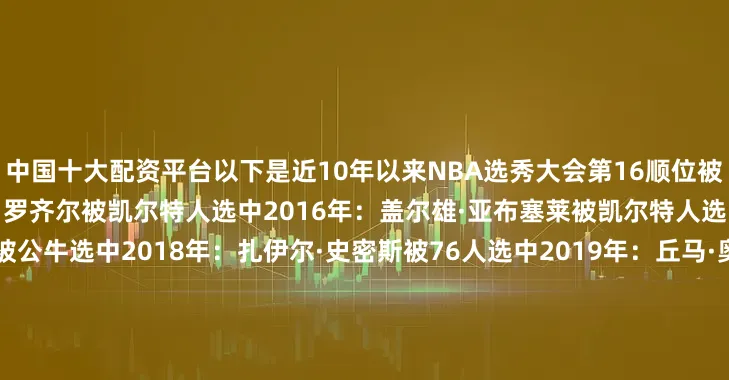 中国十大配资平台以下是近10年以来NBA选秀大会第16顺位被选中的球员：2015年：特里·罗齐尔被凯尔特人选中2016年：盖尔雄·亚布塞莱被凯尔特人选中2017年：贾斯汀·巴顿被公牛选中2018年：扎伊尔·史密斯被76人选中2019年：丘马·奥基基被魔术选中2020年：以赛亚·斯图尔特被活塞选中2021年：申京被火箭选中2022年：AJ·格里芬被老鹰选中2023年：尼克·史密斯被爵士选中2024年